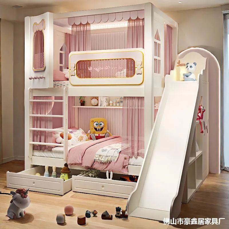 Bunk Bed With Stairs And Slide - Solidne, wysokie i niskie łóżko piętrowe