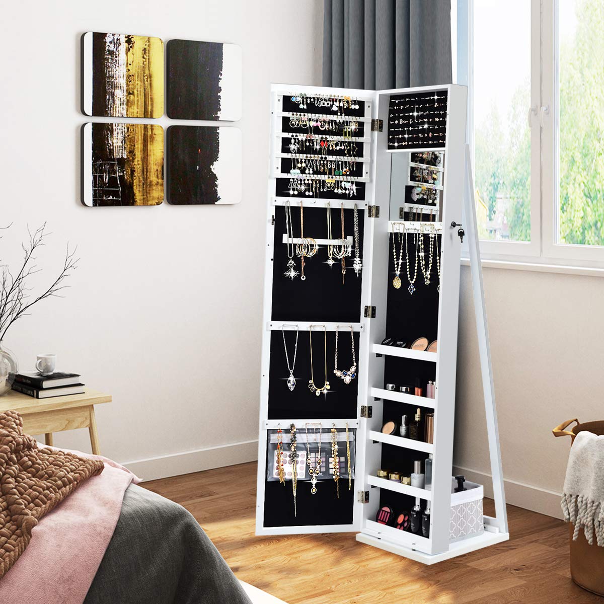 Stojąca szafa na biżuterię z l – Full Length Mirror Jewelry Armoire recenzja i cena